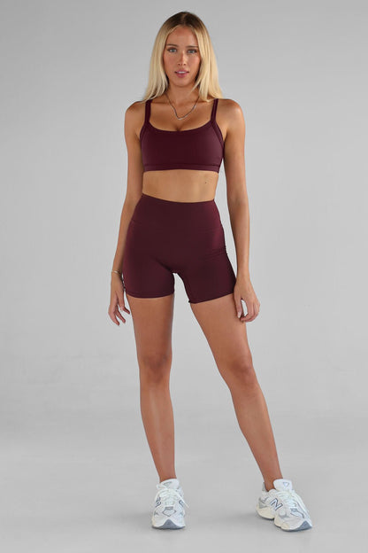 SCULPT Cross Back Crop - Cherry Cola