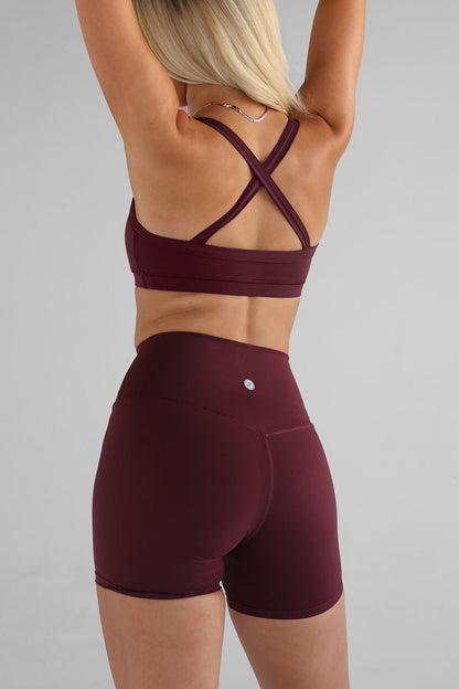 SCULPT Cross Back Crop - Cherry Cola