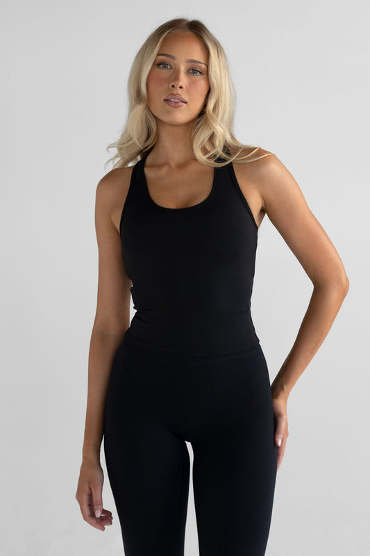 Signature Racer Back Tank - Black