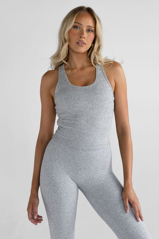 Signature Racer Back Tank - Marl Grey