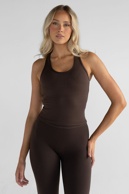 Signature Racer Back Tank - Mocha