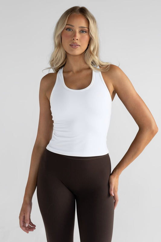 Signature Racer Back Tank - White